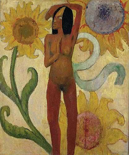 Caribbean Woman, or Female Nude with Sunflowers, Paul Gauguin